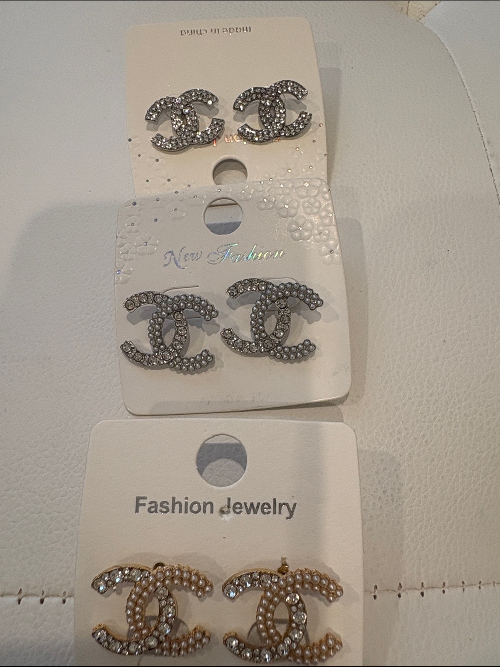 NWT 💕 3 Fashion Gold and Silver Crystal Logo Earrings Bundle